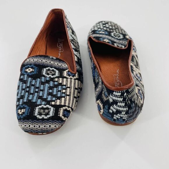 TEYSHA Custom Smoking Slipper Leather/Textile Blue/Black/Gray Size 37 - Picture 10 of 12